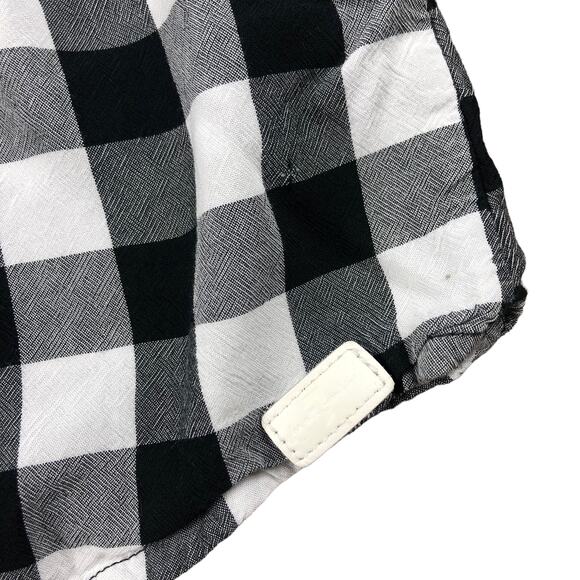 7 FOR ALL MANKIND Blouse Black White Checkered Plaid Top Girl's Size Large - Picture 4 of 7